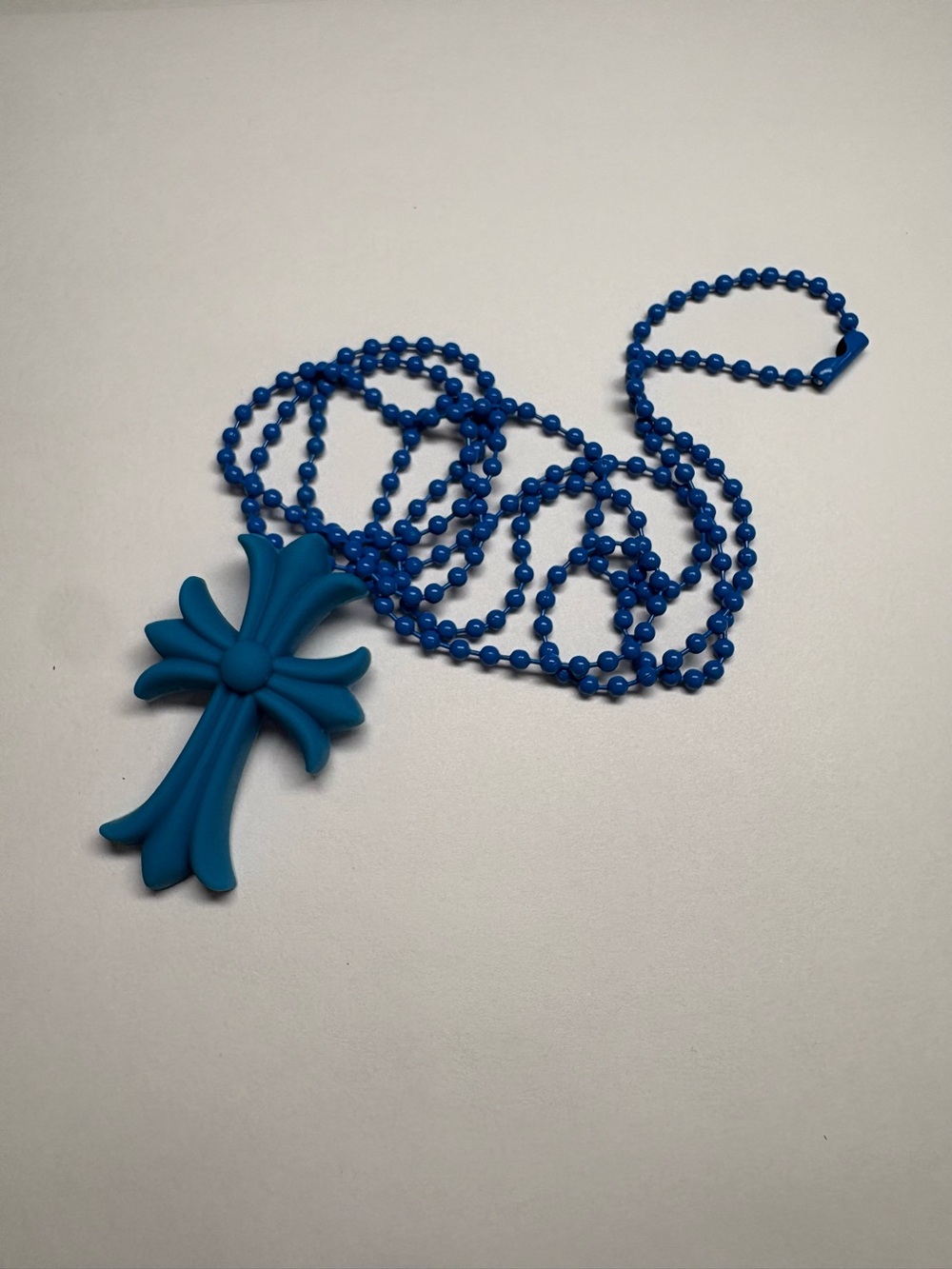 Blue Silicone Cross Pendant Necklace 
CH style 
Y2K style
